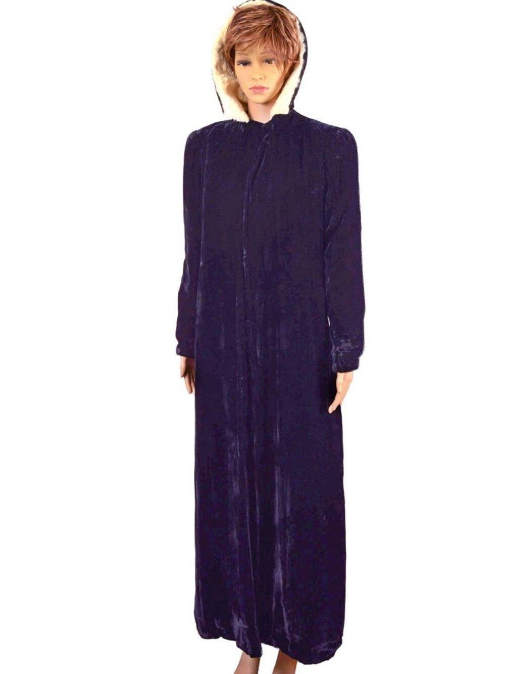 National Recovery Board Coat & Suit Industry Velvet & Rabbit Long Hooded Coat
